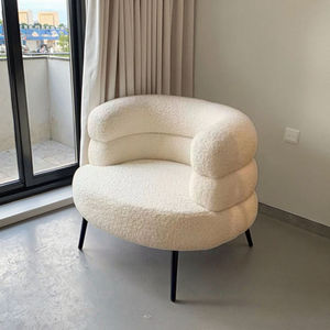 Silla de Maquillaje Moderna y Cómoda con Cojín Grueso de Sherpa, Silla Duradera para Sala de Estar, Vestíbulo de Hotel - Product Image 1