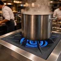 Peralatan Dapur Restoran Komersial Counter Top 6 Tungku Kompor Gas Stainless Steel 24'' Griddle Salmander