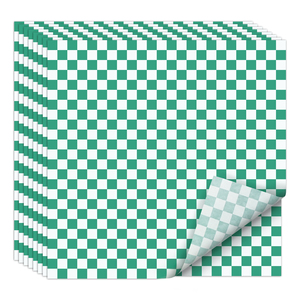 Green Checkered Food Grade Greaseproof <b>Paper</b> 305x305mm Waterproof Anti-stick <b>Wrapping</b> <b>Paper</b> - Product Image 1