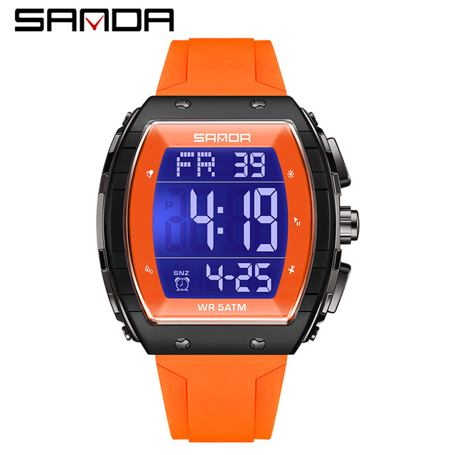 Sanda 6258 Fashion Trend Sports Digital Watch Cool Personality Men's Waterproof Multifunctional Electronic Watch