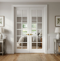 Porte intérieure en bois massif de haute qualité avec verre trempé transparent, sur mesure, apprêtée blanche, vente en gros