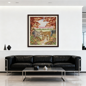 Kit de broderie bricolage point de croix cerf de haute qualité pour débutants 35*42cm travail manuel à la maison des femmes sur fond de teint en tissu - Product Image 2