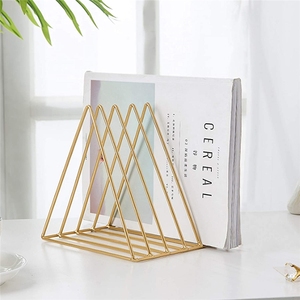 ที่ใส่แฟ้มสามเหลี่ยม,ที่ตั้งแผ่นเสียงไวนิลโลหะ5ช่องที่วางนิตยสารที่วางหนังสือพิมพ์อุปกรณ์สำหรับถ่ายภาพสำหรับบ้านสำนักงาน - Product Image 4