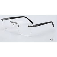 Haoya W25601 Monturas de Gafas Metálicas Unisex, Montura Óptica sin Aro, Diseño de Moda, Logotipo Personalizado, para Todas las Formas de Rostro