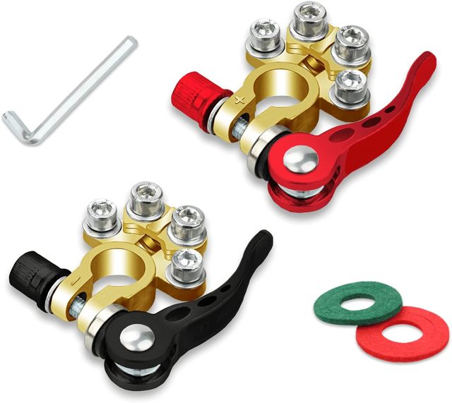 Car Battery Terminal Connectors 2 Pcs 4 Way Quick Release Disconnect Car Battery Terminal for Sae/Jis Type a Posts