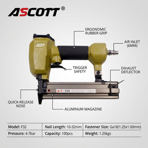 Cloueuse pneumatique compacte ASCOTT F32 18GA pour travaux industriels et de bricolage, outils de clouage pour meubles, cloueuse droite à <span class=keywords><strong>air</strong></span> <span class=keywords><strong>comprimé</strong></span> - Product Image 2