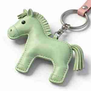 クレイジーホースレザーキーホルダー 漫画風ポニー型 シンプル本革キーホルダー - Product Image 3