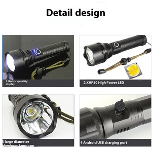 Vente en gros P50 Lampe de poche LED à zoom longue portée pour le chargement d'urgence en plein air par USB Patrouille d'équitation portable-transfrontalière - Product Image 2