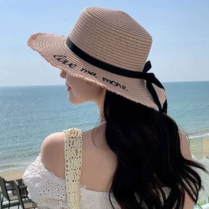 Personalized Printed <b>Flat</b> Top <b>Hat</b> Beach Vacation Casual Embroidered Straw <b>Hat</b> Fashion Large Brim Sun <b>Hat</b> - Product Image 2