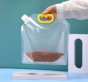 <span class=keywords><strong>ถุง</strong></span>ใส่น้ำแบบพกพา มีหูหิ้วพลาสติกพับได้ สำหรับบรรจุภัณฑ์เครื่องดื่มเบียร์แบบกำหนดเอง เกรดอาหาร พร้อมจุกใสสำหรับของเหลว เช่น น้ำยาซักผ้า - Product Image 2