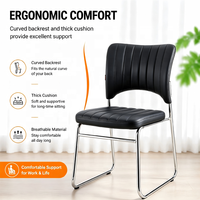Chaise de conférence empilable en cuir PU avec cadre cantilever chromé et siège rembourré pour hôtel, église, salle de réunion, réception