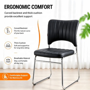 Sedie Imbottite per Reception, Sedie da <span class=keywords><strong>Ufficio</strong></span> per Chiesa, Hotel, Sala Riunioni, <span class=keywords><strong>Sedia</strong></span> Ergonomica Impilabile in Pelle PU per Conferenze - Product Image 2