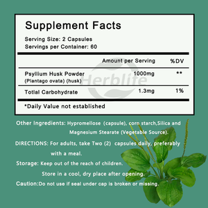 Cápsulas de Cáscara de Psyllium de Marca Privada OEM, Fibra Soluble Natural, Cápsulas Veganas, Favorecen la Salud Intestinal, Suplemento Herbal - Product Image 2