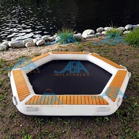 Hamac aquatique gonflable robuste en tissu Drop-Stitch, tapis flottant hexagonal avec surface antidérapante pour lac et piscine
