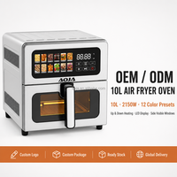 Four à friture à air chaud numérique 2150W 10L grande capacité avec chauffage supérieur et inférieur, 12 programmes prédéfinis, pour la cuisine domestique