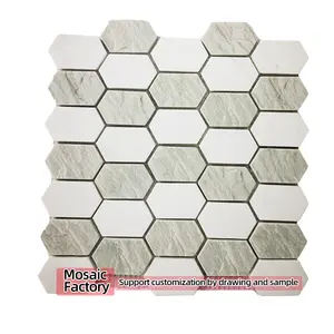 Hot Sale Decorative Hexagon Marble Resin Mixed Material Mosaic Tiles Marble Mosaic For Villa