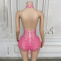 Novance Y3747-J Produits les plus vendus Robe de danse latine à dos nu avec glands perlés Robes de scène à strass pour chanteurs
