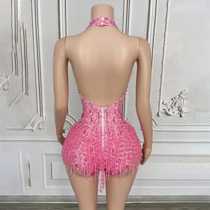 Novance Y3747-J Abito da ballo latino con nappe e perline, vestito da palcoscenico con strass per cantanti - I più venduti - Product Image 3