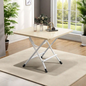 Folding Dining <b>Table</b> Rectangle Metal Legs <b>Plastic</b> Top Foldable Portable Small Square <b>Table</b> For Home Dormitory Rental Use - Product Image 3
