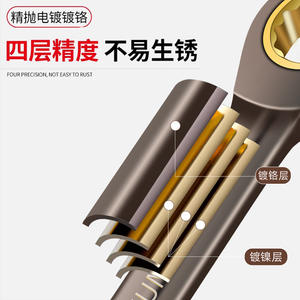 Clé à cliquet à tête fixe en nickel noir à manche court, norme britannique, mini clé à cliquet à extrémité ouverte, pour quincaillerie automobile - Product Image 3