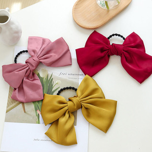 Jk Satin <b>Bow</b> Hair Clip <b>Red</b> And Black Side Clip For Women Daily Wear Headdress Fabric Precision Made - Product Image 4