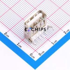 AF 90° WJDG USB Connector Bent Lead Through Hole Connector Type-A USB 2.0 Female Right Angle Insert - Product Image 1