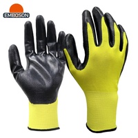 Guantes de Trabajo de Seguridad Recubiertos de Nitrilo Ligeros con Logotipo Personalizado, Resistentes al Desgaste, Flexibles y con Protección para las Manos