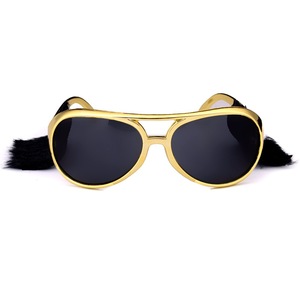 Lunettes de soleil Rock & Roll Lunettes de costume <span class=keywords><strong>Rockstar</strong></span> en or Lunettes de soleil aviateur de célébrités avec barbe attachée Lunettes de soleil de fête - Product Image 3
