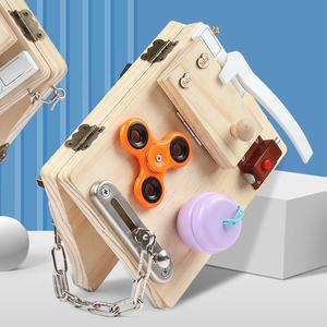 Tablero de madera Montessori para niños, tablero de actividades sensoriales de madera, juguete Montessori para bebés, con interruptor de tablero, con Motor fino - Product Image 4