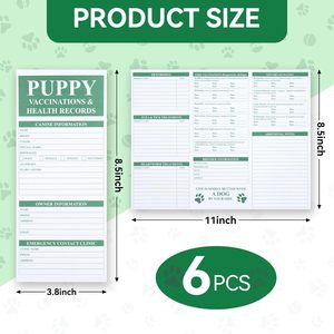 Tarjetas de registro de vacunación para cachorros, tarjetas de registro de vacunación para perros, hojas de registro de salud <span class=keywords><strong>canina</strong></span> plegables en tres partes, registro de salud <span class=keywords><strong>canina</strong></span> para vacunas, para criadores - Product Image 5