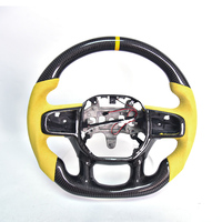 Volant modifié en fibre de carbone à 3/4 de rayons avec LED, en cuir perforé et suède velours, compatible avec Dodge Ram 1500 TRX