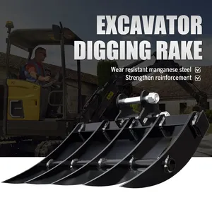 Accessori per Mini escavatore 1-3T pulizia <span class=keywords><strong>ghiaia</strong></span> erbacce <span class=keywords><strong>rastrello</strong></span> piccolo scavatore di allentamento <span class=keywords><strong>rastrello</strong></span> cinque denti escavatore rastrelli 1-3T escavatore - Product Image 5