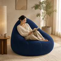 Seller Cloud Sofa Sitzsack Vakuumkomprimiert Langlebig Tränenförmig Armlos Vintage Marineblau Möbel für Indoor-Leseecke