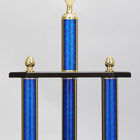 Trophée sportif en plastique à 3 colonnes avec base en bois pour compétition moto RZ14