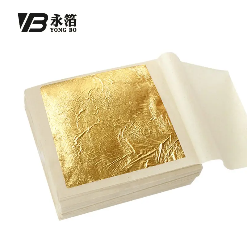 8 x 8 cm folhas de papel de folha de ouro comestível 24K para máscara facial e decorações de alimentos