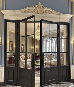 צרפתי סִגְנוֹן דלת מתקפלת מזכוכית מחוסמת סגסוגת אלומיניום כניסה פנימית עמידה לרוח סלון חדר שינה וילה מטבח - Product Image 1