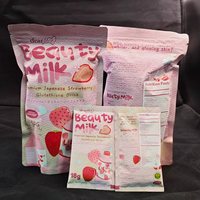 Poudre de Boisson au Collagène Beauté Lait Très Vendue 50000mg, Collagène Hydrolysé en Poudre Fraise Éclaircissant et Blanchissant la Peau