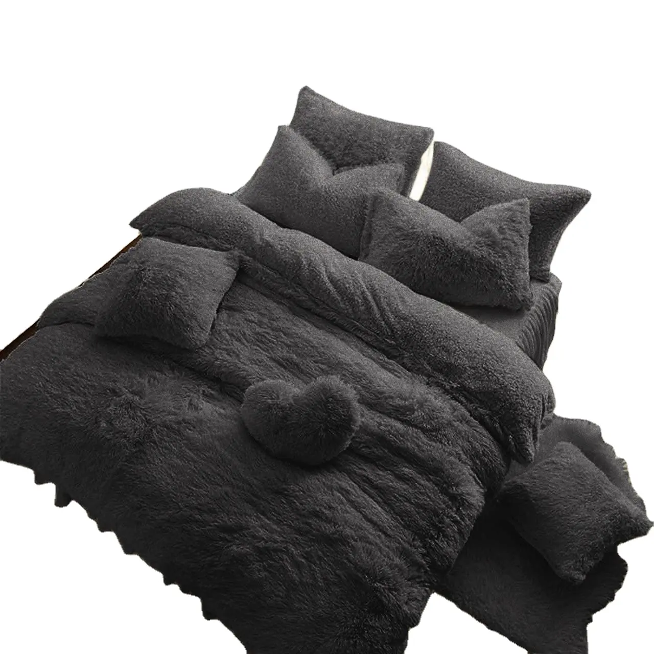 Funda de edredón de forro polar con funda de almohada, térmica, cálida, suave, juego de cama