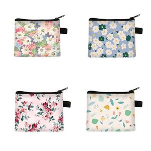 Custom Print Cute Student Girls Coin Purse Polyester Change <b>Storage</b> Bag Flowers Printing Coin Bag - Product Image 2