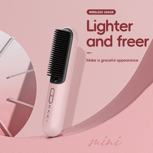 High Quality Customized Logo Portable Hair <b>Straightener</b> Cordless Hair <b>Brush</b> Adjustable Temperature Wireless Hair <b>Straightener</b> - Product Image 1