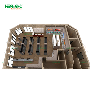 การออกแบบแปลนพื้นที่ซูเปอร์มาร์เก็ตอัจฉริยะพร้อมภาพจำลอง 3 มิติสำหรับชั้นวางสินค้าและตู้แช่ - Product Image 5