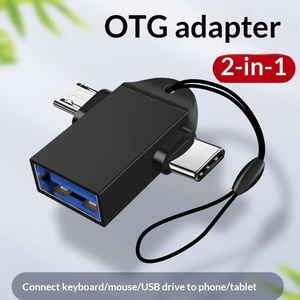 Adaptador USB 3.0 a Micro USB Tipo C 2 en 1, Convertidor OTG con Cordón Negro - Product Image 4