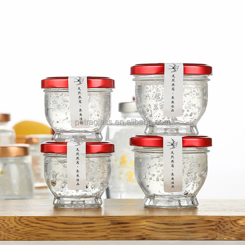 Clear Thick Glass Bird's Nest Storage Jar Jam Jelly Food Bird's Nest Storage Glass Jar With Screw Metal Lids