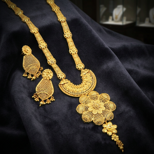 Juego de Collares Largos de Oro Micronizado de 14K, 18K y 24K al por Mayor, Juego de Joyería con Diseño Floral Tradicional, Juego de Joyería de Moda - Product Image 2