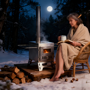 Poêle à bois d'extérieur pour tente, portable avec tuyau de cheminée pour la cuisine, le camping, la randonnée, la pêche, la randonnée à pied - Product Image 2