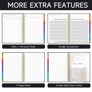 Agenda Personalizada Anual A5, Cuaderno Espiral de Tapa Dura, Cubierta de PU/Papel, Índices Mensuales Coloridos, Banda Elástica, Agenda Escolar y de Oficina - Product Image 5