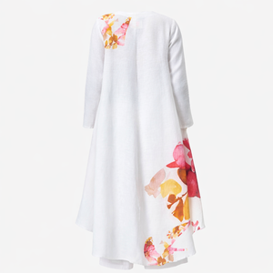 Completo <span class=keywords><strong>Due</strong></span> Pezzi Personalizzato da Donna in Misto Lino e Cotone con Stampa Floreale, Tunica Asimmetrica e Pantaloni a Gamba Larga, Outfit Artistico e Modesto - Product Image 2