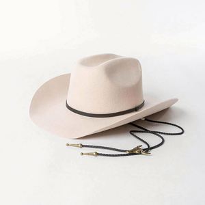 Wholesale Luxury Quality Vintage Wide Brim Western Cowboy Hats 100% Wool Fedora Hat - Product Image 3