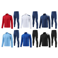 Ensemble de survêtement de football pour hommes avec logo d'équipe brodé sur mesure, veste et pantalon à fermeture éclair