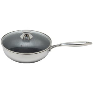 2 Piezas de Sartenes Pequeñas Tipo <span class=keywords><strong>Wok</strong></span> de Acero Inoxidable de Doble Cara con Base de Tres Capas y Tapas de Vidrio, Revestimiento Antiadherente de Cerámica, Venta al por Mayor - Product Image 2